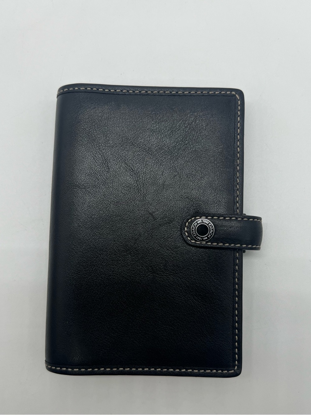 COACH VINTAGE 4x5 Multi Black Leather Slip Jacket Planner Agenda Cover Pen Slot
